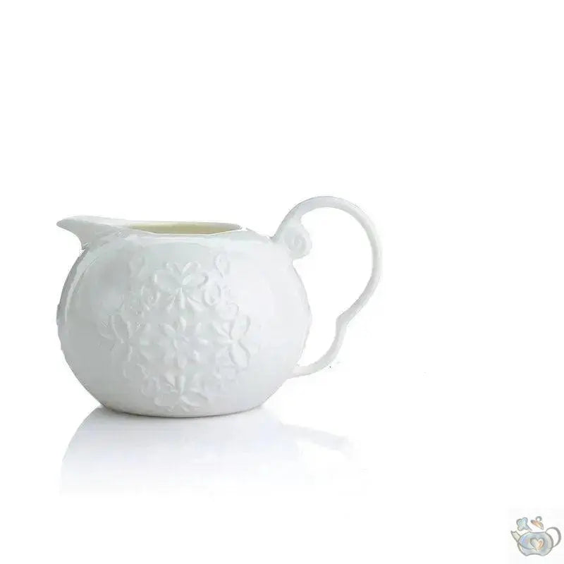 ​Théière blanche relief papillons | Théières à la folie