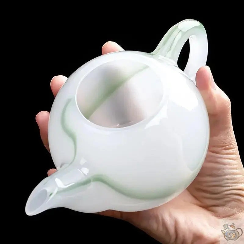 ​Théière en porcelaine de jade nuance verte | Théières à la folie