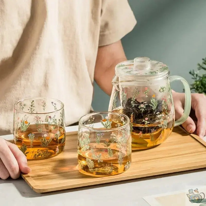 ​Théière en verre aux plantes | Théières à la folie