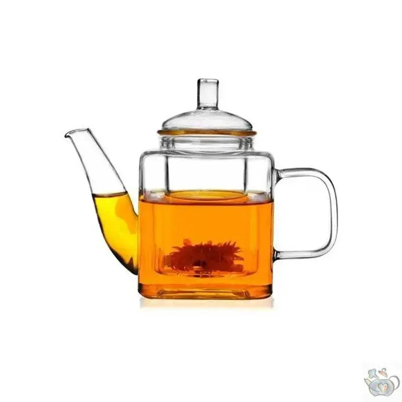 ​Théière en verre carré avec infuseur en verre | Théières à la folie