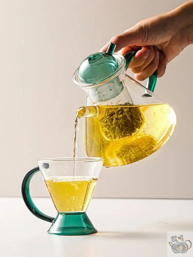 ​Théière en verre couleurs et design conique  |  Théières à la folie