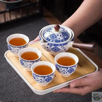 Thumbnail for ​Théière et tasses à fleurs bleues en céramique | Théières à la folie