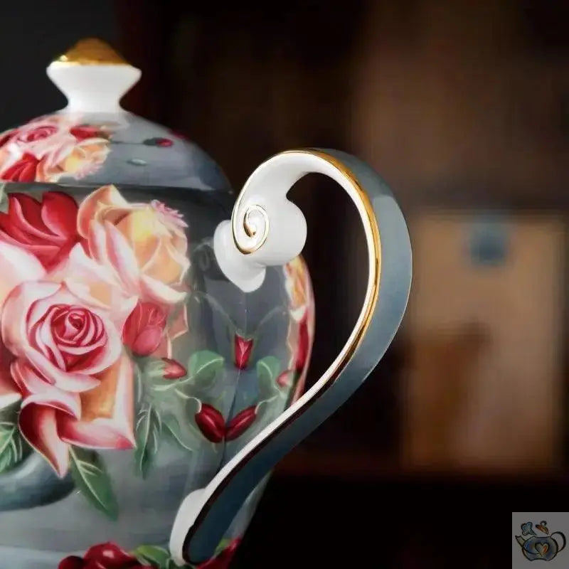 Théière florale en porcelaine d'os Théières à la folie
