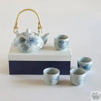 Thumbnail for ​Théière grès blanc/jean et 4 tasses | Théières à la folie