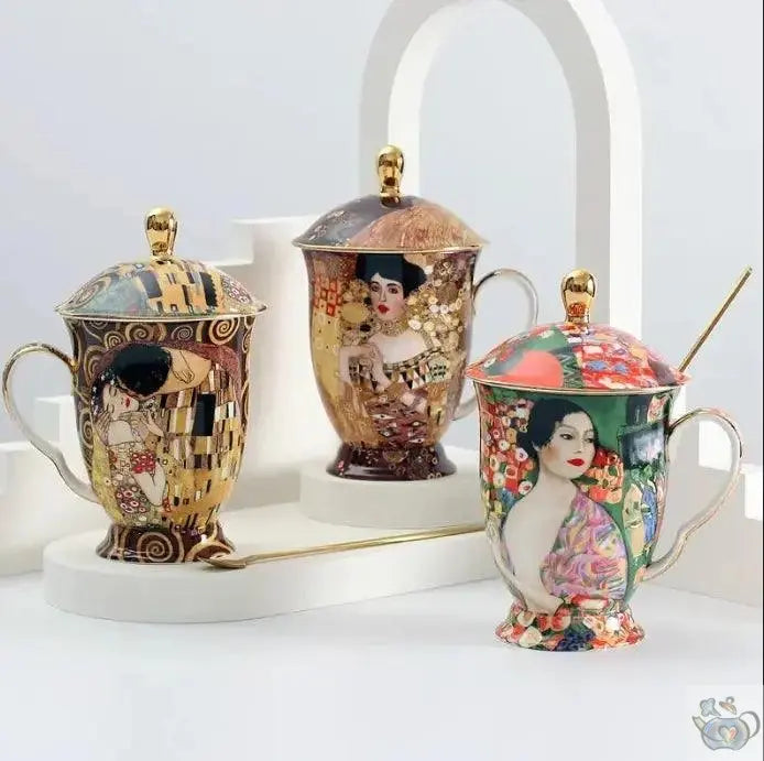​Théière solitaire mug porcelaine Klimt | Théières à la folie
