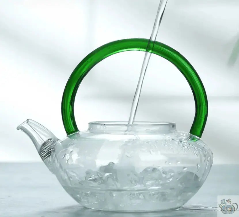 ​Théière verre avec anse et bouton bijou  |  Théières à la folie