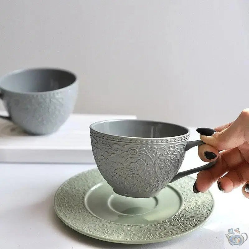 ​Théière vert pistache et gris | Théières à la folie