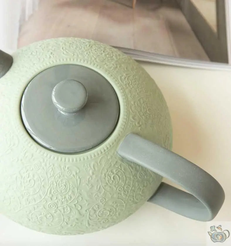 ​Théière vert pistache et gris | Théières à la folie