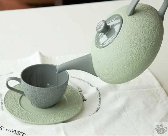 ​Théière vert pistache et gris | Théières à la folie