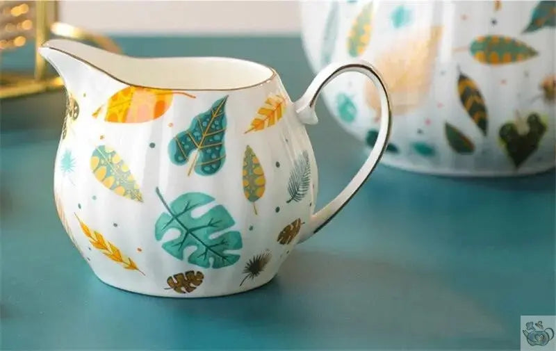 ​Théière française porcelaine jolies feuilles | Théières à la folie