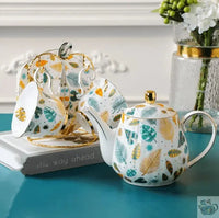 Thumbnail for ​Théière française porcelaine jolies feuilles | Théières à la folie