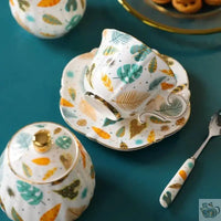 Thumbnail for ​Théière française porcelaine jolies feuilles | Théières à la folie