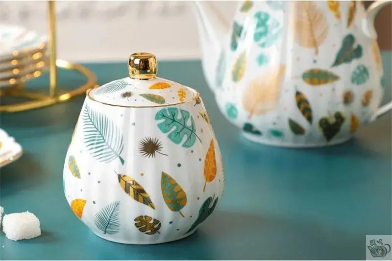 ​Théière française porcelaine jolies feuilles | Théières à la folie