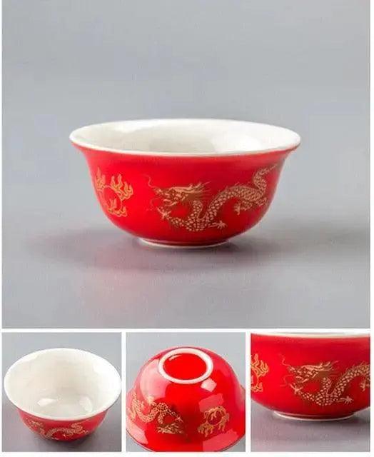 ​Théière chinoise en porcelaine dragon noire ou rouge | Théières à la folie