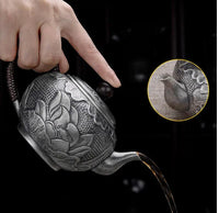 Thumbnail for ​Théière en argent oiseau et feuillage | Théières à la folie