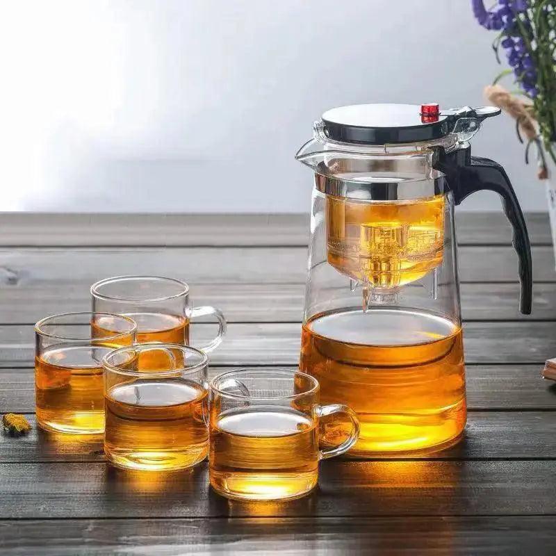 Teiera in vetro con filtro in vetro