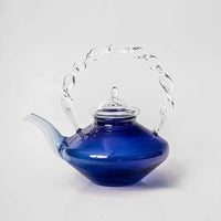 Thumbnail for ​Théière en verre bleu, anse torsadée | Théières à la folie