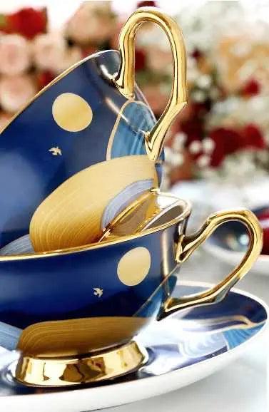 ​Théière et  tasses porcelaine "Nuit d'or" | Théières à la folie