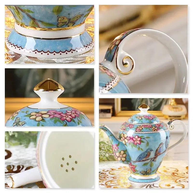 ​Set de thé porcelaine bleue aux oiseaux | Théières à la folie