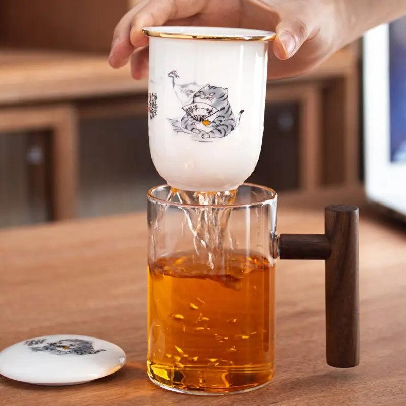 ​Théière/mug verre chat sympa japonais  |  Théières à la folie