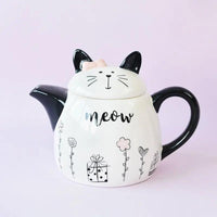 Thumbnail for ​Théière porcelaine chat noir et blanc BD | Théières à la folie