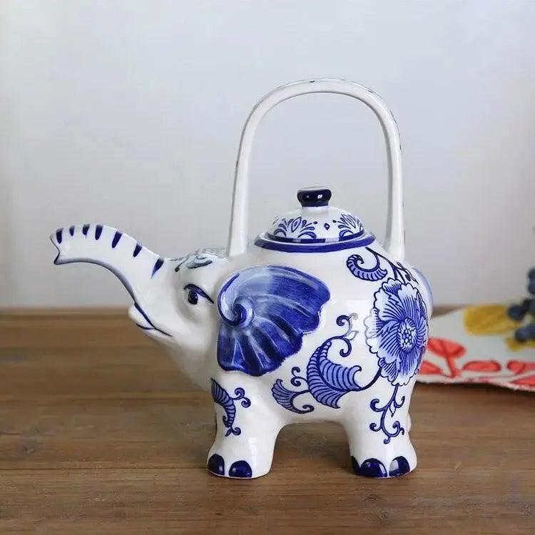 ​Théière porcelaine éléphant bleu | Théières à la folie