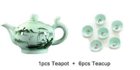 Thumbnail for ​Théière porcelaine vert d'eau et poissons rouges | Théières à la folie