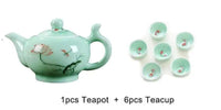 Thumbnail for ​Théière porcelaine vert d'eau et poissons rouges | Théières à la folie