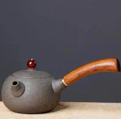 Théière poterie japonaise manche long en bois Théières à la folie