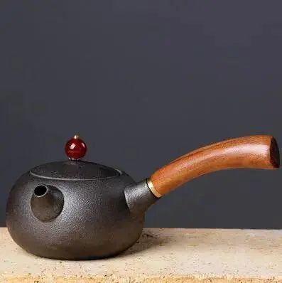 ​Théière poterie japonaise manche long en bois | Théières à la folie