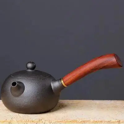 Théière poterie japonaise manche long en bois Théières à la folie